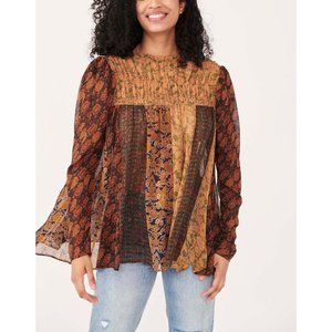 NWT Free People Merrie Mix Print Tunic / Bronzed Combo